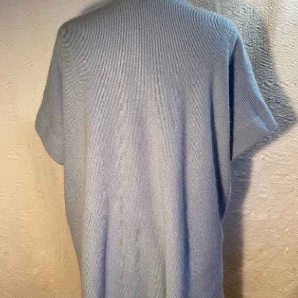 Pure cashmere poncho L/XL powder blue sweater - Picture 4 of 5